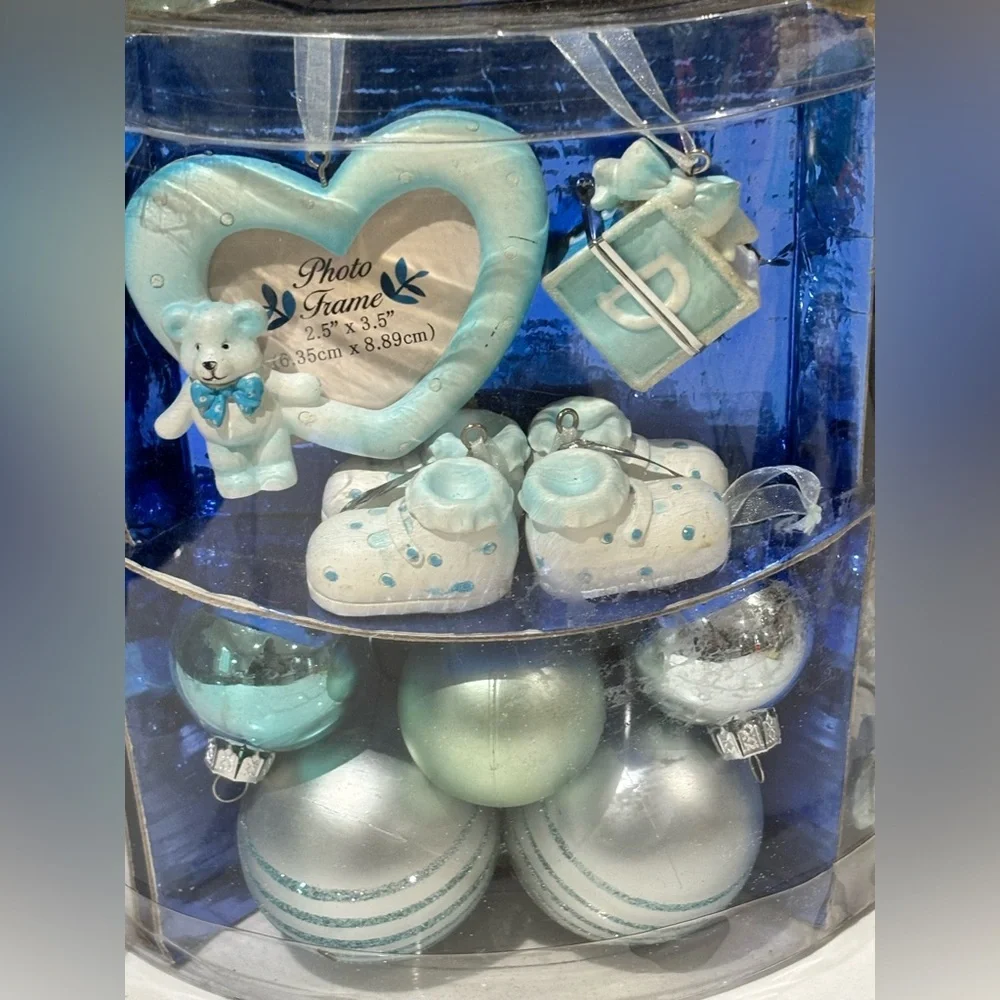 VTG Baby's First Christmas 66 Ornaments Set Boy Blue and Silver 2007 Target